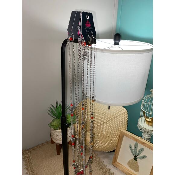 NWT 4 Red Silver Paparazzi Necklaces with Matching Earrings Jewelry Lot - Picture 4 of 6